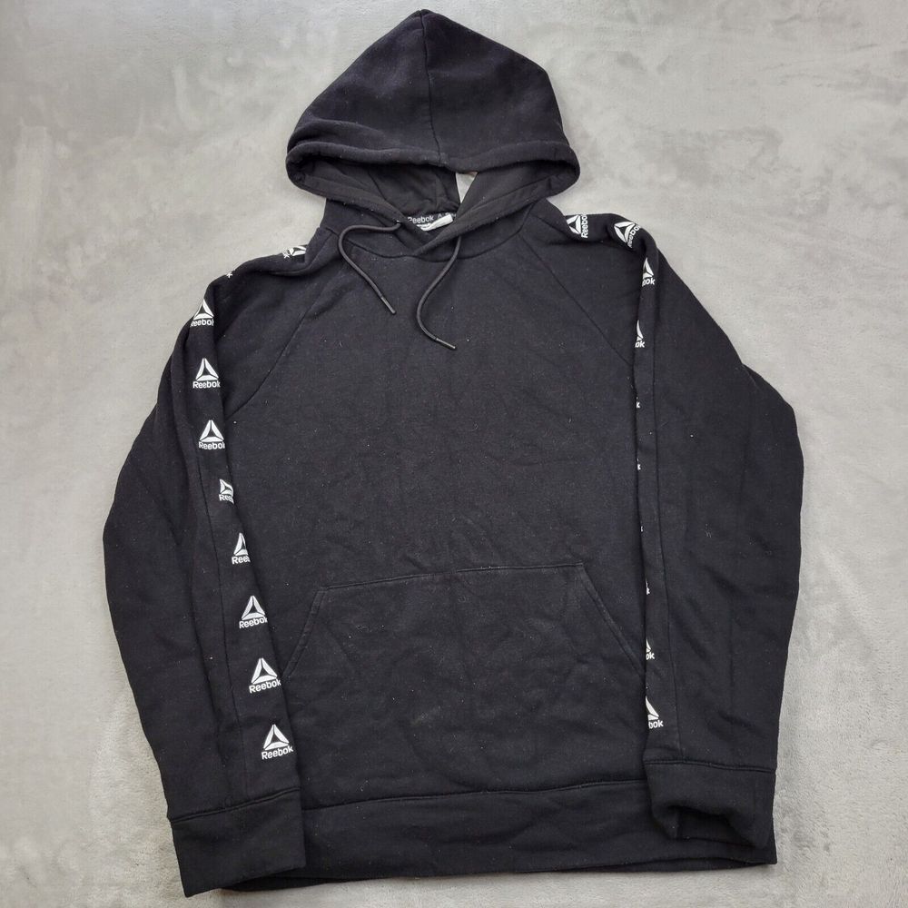Reebok Hoodie‎ Men Medium Sweatshirt Sweater Athletic Sport Performance Black